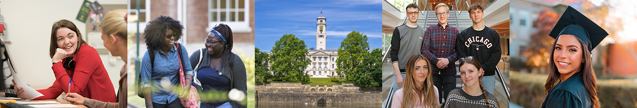 Trent Building and group of students.