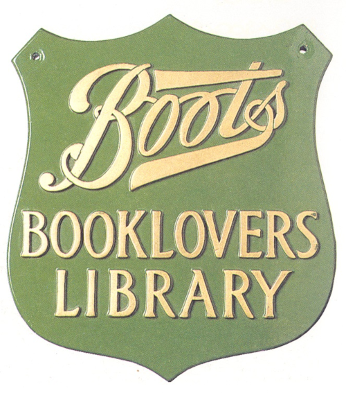 Green plaque with words Boots Booklovers Library