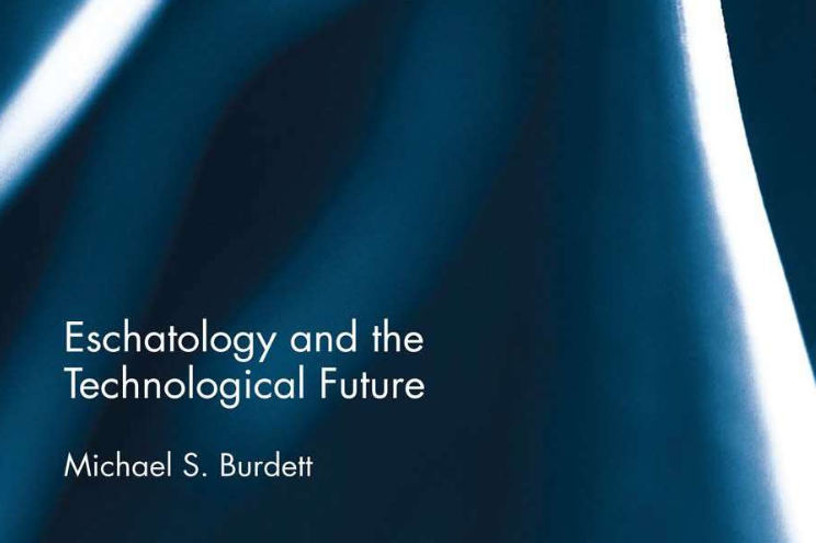 Book cover with dark blue background and white text reading 'Eschatology and the Technological Future'
