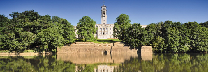 Highfields Lake with Trent Building in the background, University Park 714x249