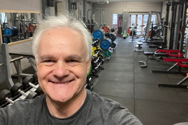 A selfie of a man enjoying the facilities at his very quiet and socially distanced local gym (pre-current lockdown)