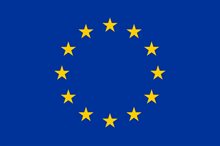 Image of the EU flag - 12 yellow stars in a circle against a dark blue background.