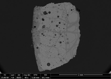 A backscattered scanning-electron micrograph of a sample of one of the Chogha Zanbil glass cylinders