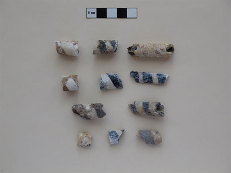 Examples of some of the decorated glass rods analysed from Chogha Zanbil, Iran
