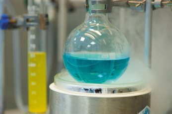 Science experiment blue liquid photo