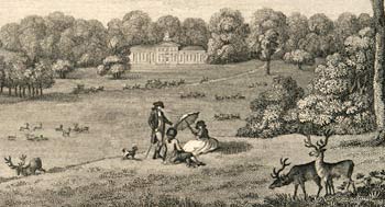 Engraving showing Bulstrode Park from 1787
