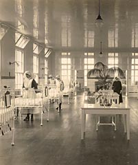 Photograph taken in a ward on the new wing in 1927