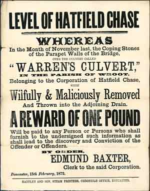 Handbill offering a reward of one pound for information