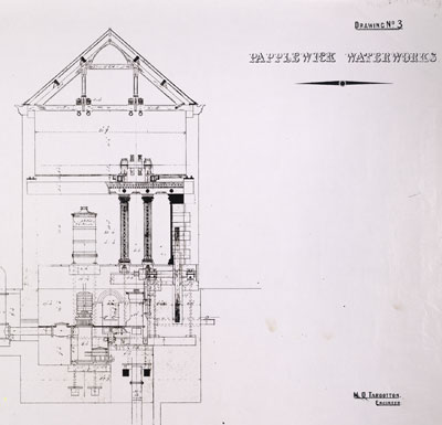 Detail from a photocopy of a plan of Papplewick Pumping Station, c.1884 (PPS/1/89)