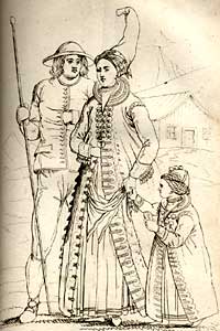 Illustration of Icelandic family formal dress, from 'Iceland; or the Journal of a Residence in that Island'
