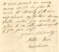 Part of a letter from Peter Rose applying to be tenant of the Dovecote Inn, 30 November 1874