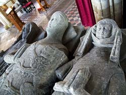 The effigies of Adam de Everingham (d 1341) and his two wives, in Laxton church