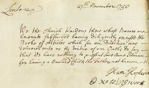 Presentment Bill referring to Anne Jilman from 1753