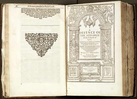 Pages from John Jewel's completed works, 1609