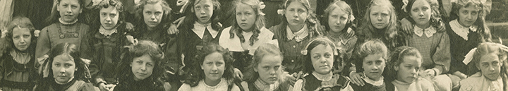 Extract from a photograph of a year group at either Arkwright Street School or Mundella School, Nottingham, May 1911, Document reference Ms 441/1/5