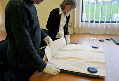 Handling a large parchment deed