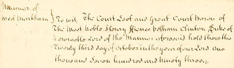 Detail of Court roll of the manor of West Markham (Ne M 210)