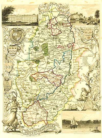 Bre 29 - County Map of Nottinghamshire by Thomas Moule (1785-1851), engraved by James Bingley for Moule's 'The English Counties Delineated'