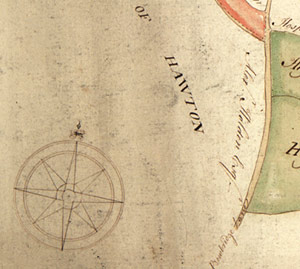 Detail from Ne 6 P 3/15/3, showing the compass and part of the map
