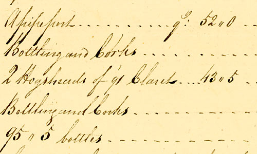 Detail from wine merchants' bill, 1794 (NL 9)