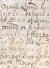 Detail from Bargain and sale of land in Moorhouse in the parish of Laxton, 1729