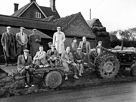 Photograph of the Laxton Jury assembling for their annual visit to the Fallow Field, Laxton, Nottinghamshire, 20th century