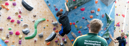 Secondary student tries climbing at David Ross Sports Village