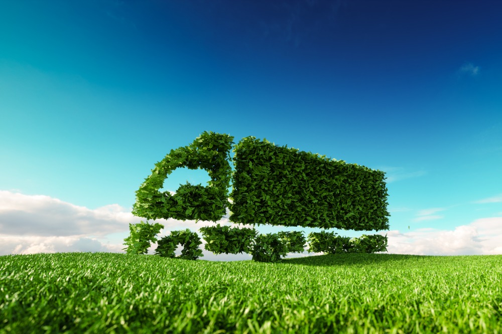 A lorry made from plants depicting sustainability supply chains