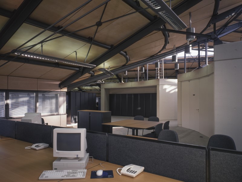 View of the interior office spaces that would be used by HMRC, includes old-fashioned computer and telephone equipment