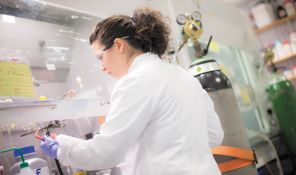 Female student in a lab