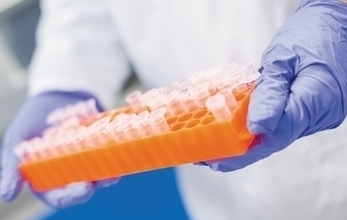 Drug samples in an orange tray