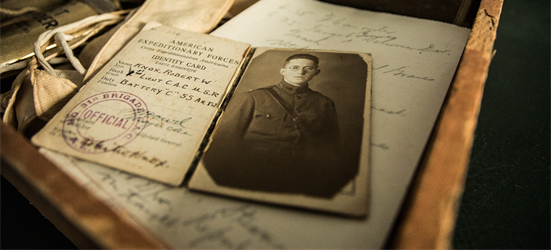 Soldier's identity card and photo from world war one