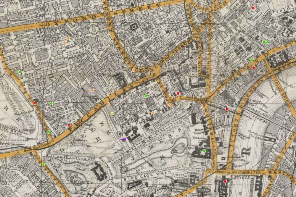 Detail from map of social engagements during the Round Table Conference