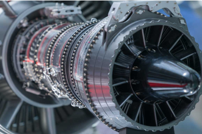 Close-up photograph of a plane engine