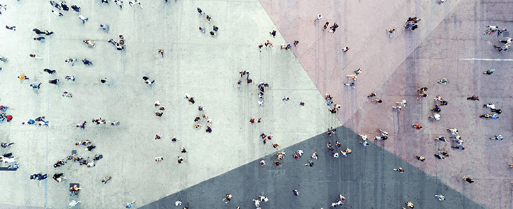 high angle view of people walking