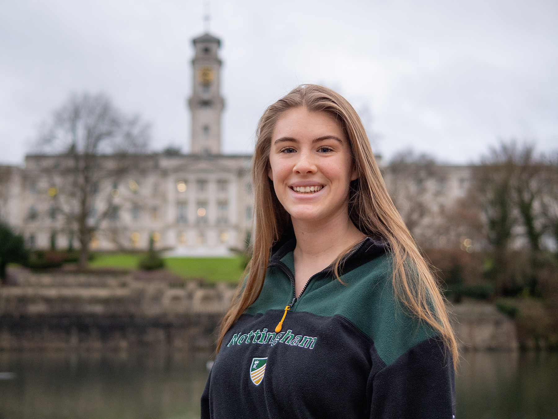 Gabriella standing in front of the Trent Building.