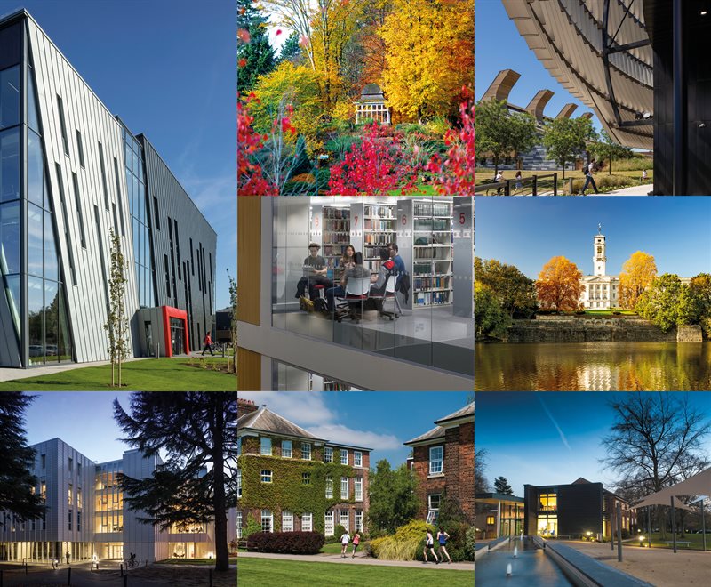 Collage of images showing distinctive areas around campus