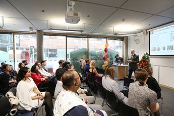 Professor David Park, Dean of Nottingham University Business School, talks to students at the Master's and MBA  Prize Giving Awards - December 2025-500x333