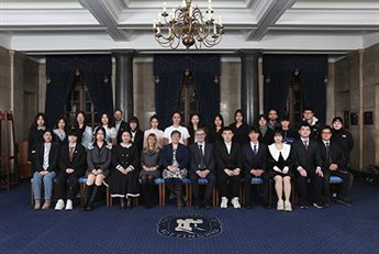 Formal group photo of undergraduate students from Shanghai University of Medicine and Health Science, taken at the Executive Education run Winter School programme.