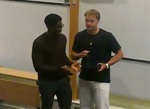 Photo of Guy Kitson receiving his Outstanding Impact on Business Award at the 2025 Undergraduate Placement Year Awards event.