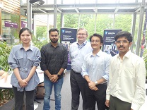Students receiving prize for the Entrepreneurship Consultancy Project, 	Mytender.io project: Harsh Kadu, Jayesh More, Jiayan Shen and Satyesh Pai Kakode