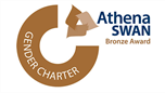 Athena Swan Bronze logo against a white background. Text reads Athena Swan bronze award gender charter.