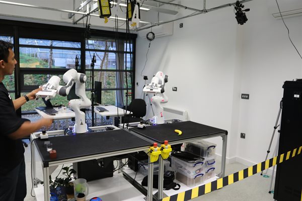 A demonstration of a robot in action in the CMS lab