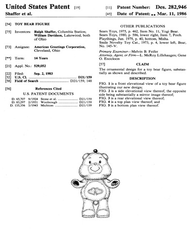 Toy Bear Figure [Baby Tugs Bear] Patent