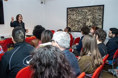 Performance poetry in progress.