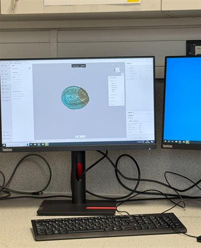 Second image showing Aztec scanning in progress in the Archaeology Labs
