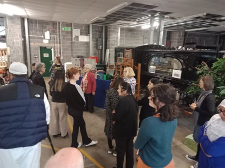 Alison and Caroline Lockwood leading a phase of the tour of the collections stored at Eastern Annexe facility.