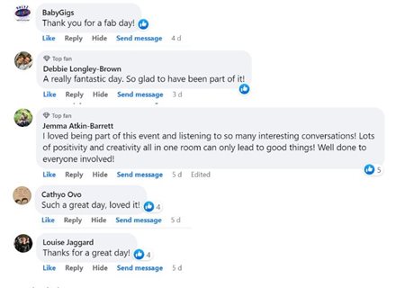 A screenshot showing collated delegate feedback on the event via social media