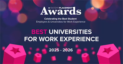Photo of RateMyPlacement awards celebrating best student employer and university for work experience 2025 - 2026