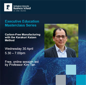 Carbon free manufacturing masterclass event information and speaker photo